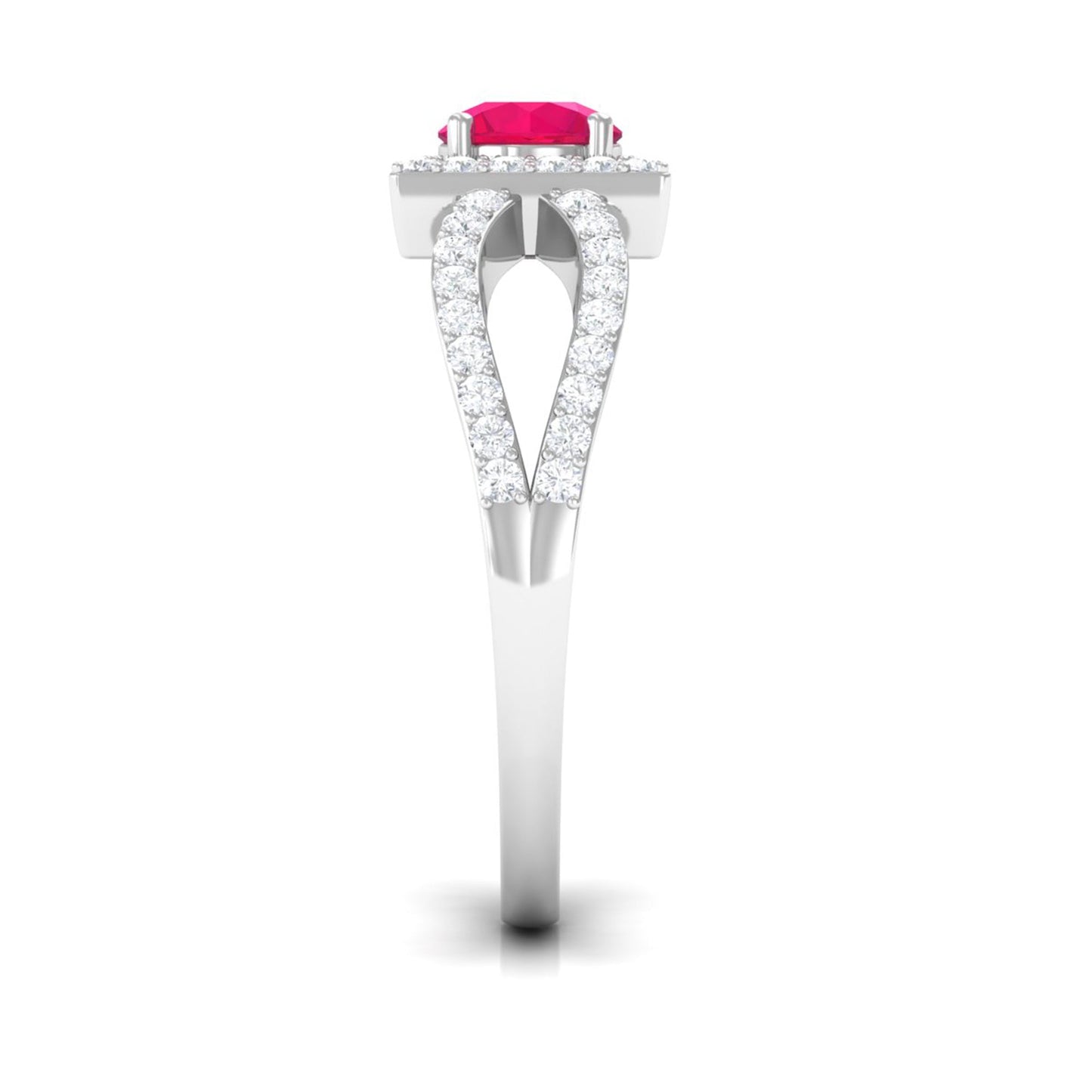 Real 0.6 Carat Ruby Engagement Ring with Diamond Split Shank