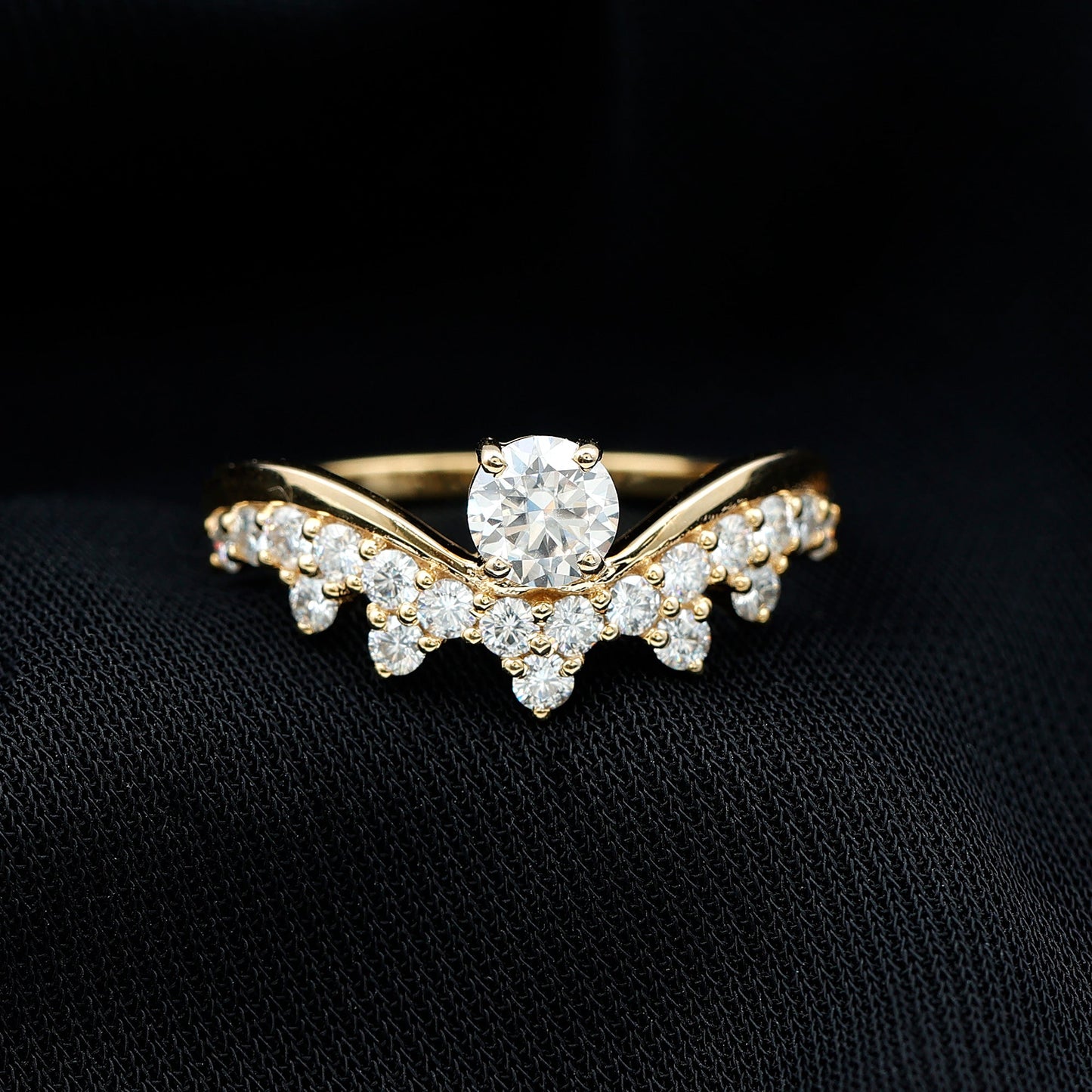 Designer Moissanite Curved Engagement Ring for Women