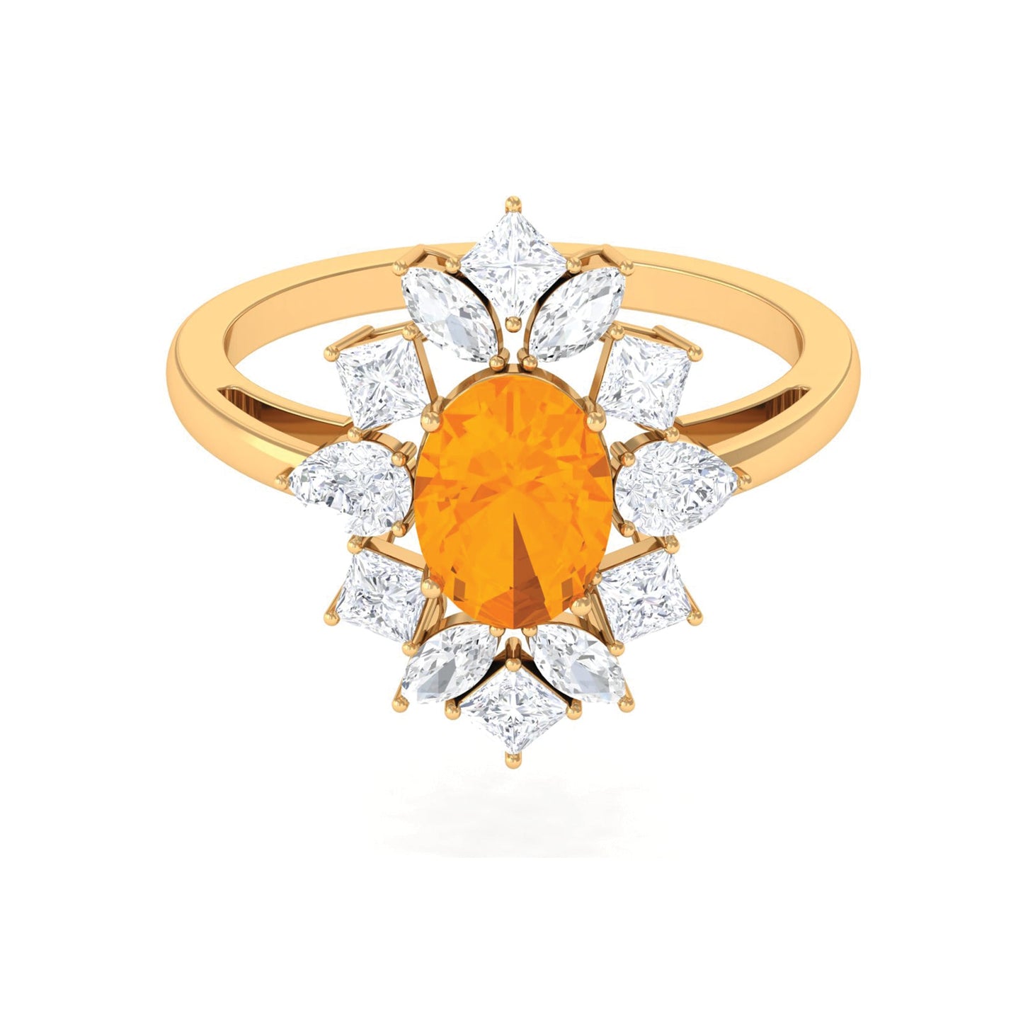 1 Carat Oval Fire Opal Cocktail Engagement Ring with Moissanite