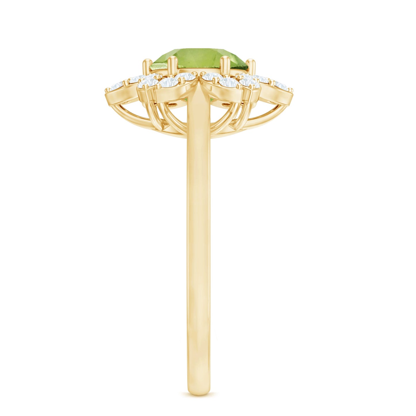 2 Carat Natural Peridot Flower Engagement Ring with Diamond