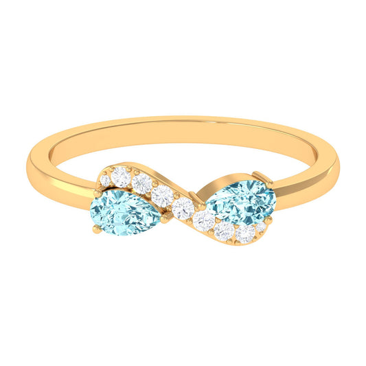 0.7 Carat Pear Aquamarine Infinity Promise Ring with Diamond