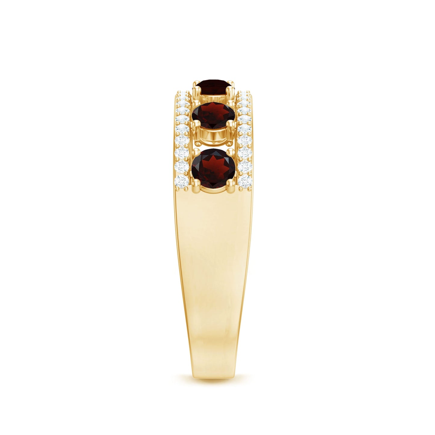 Natural Garnet Half Eternity Band with Diamond