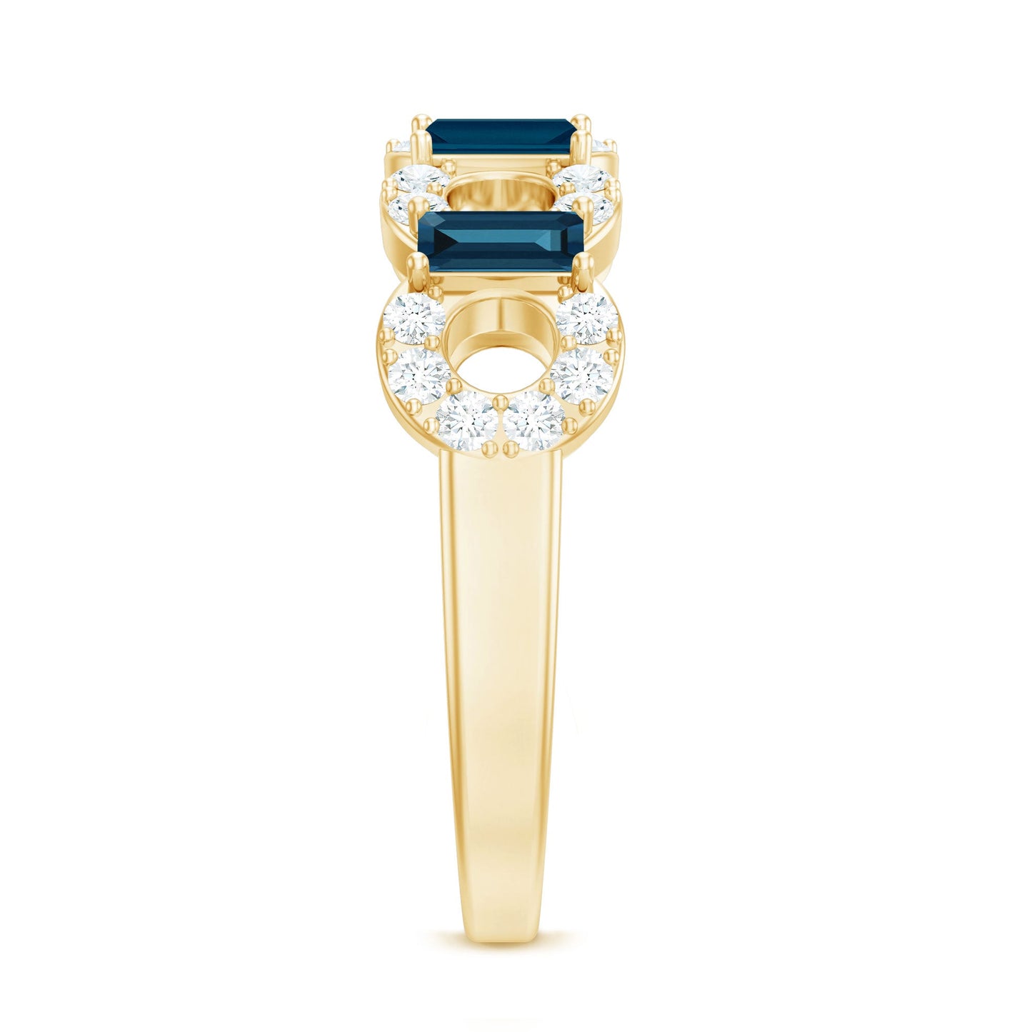 Baguette London Blue Topaz Art Deco Eternity Band with Diamond