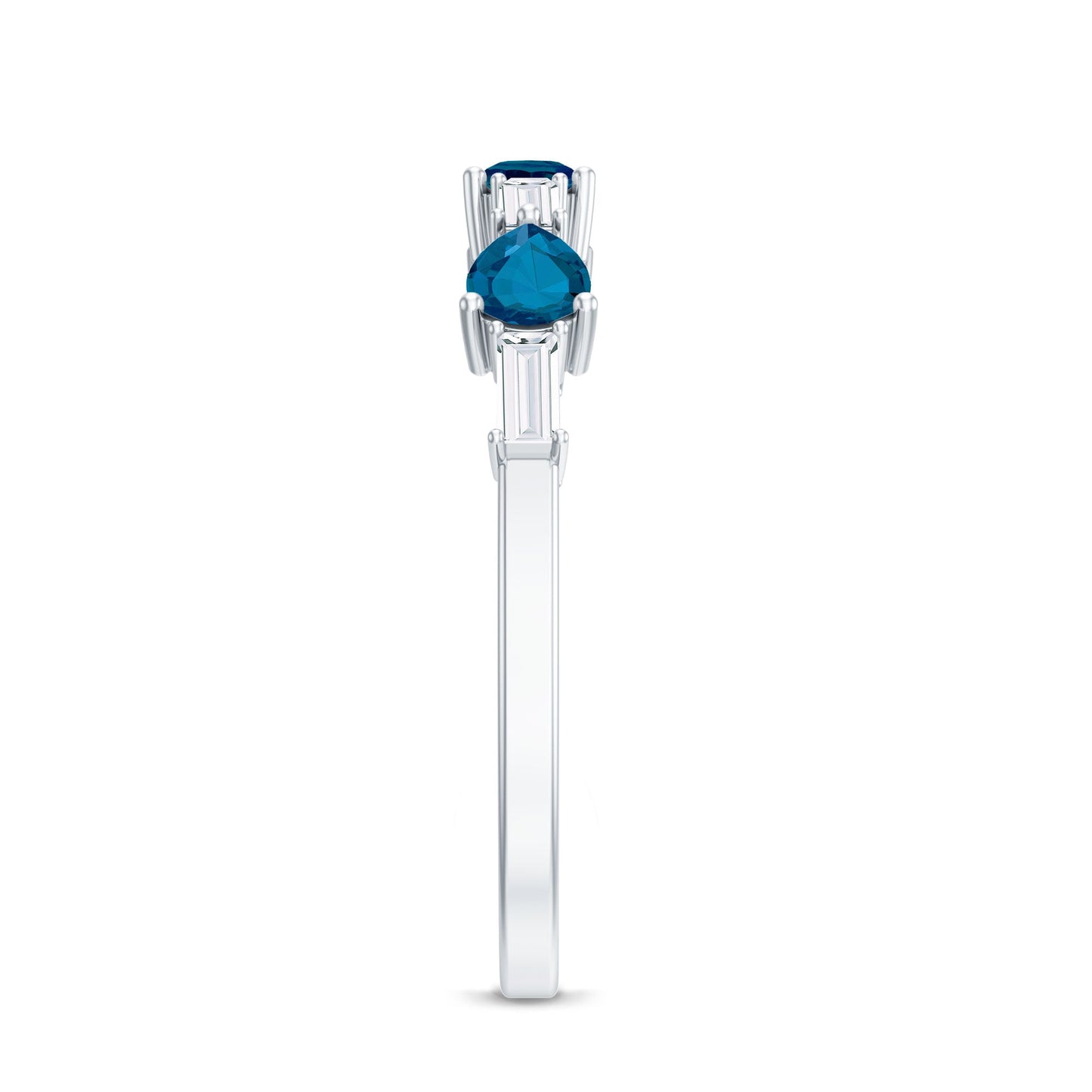 Pear Shape London Blue Topaz Eternity Band with Baguette Diamonds