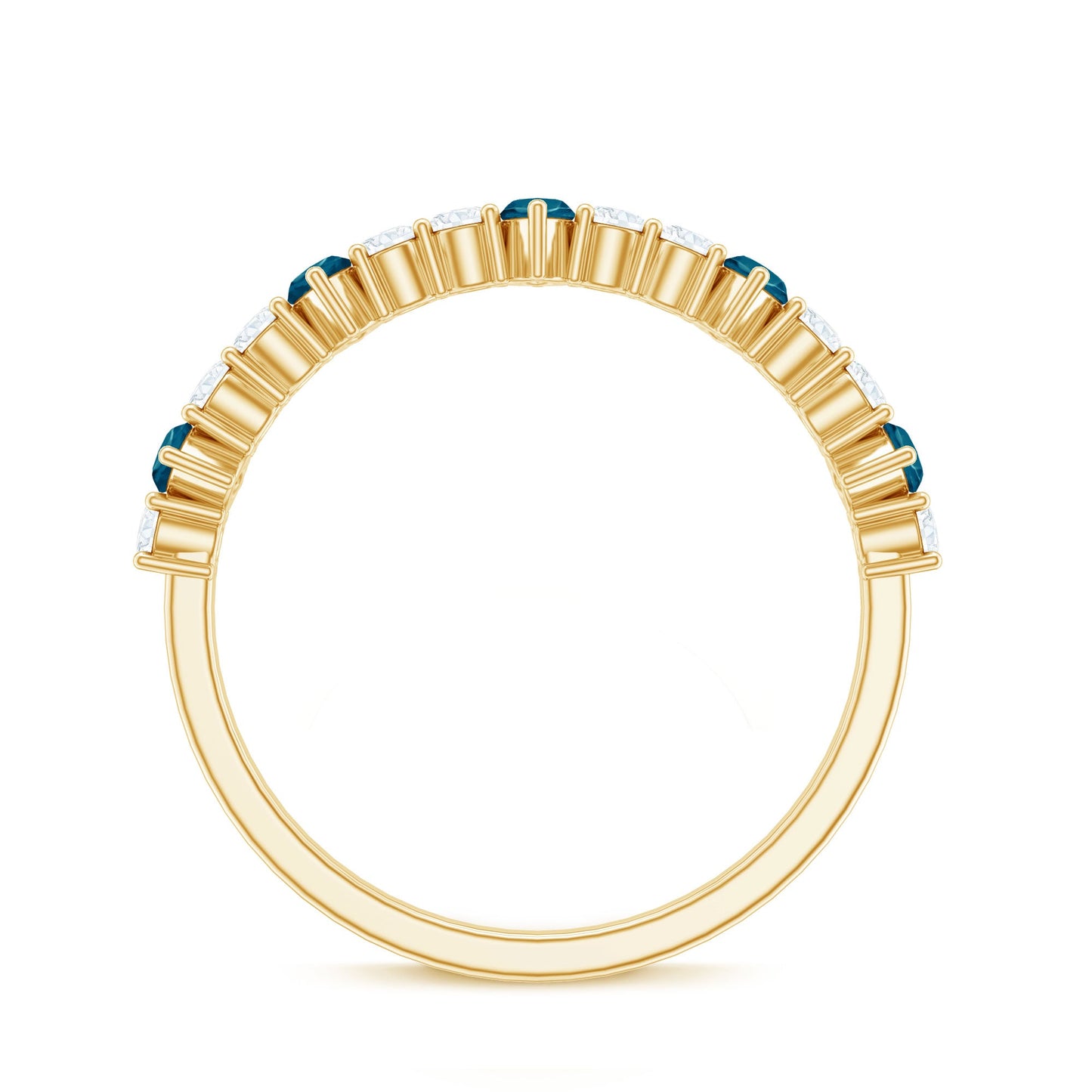 Marquise London Blue Topaz Semi Eternity Band with Diamond