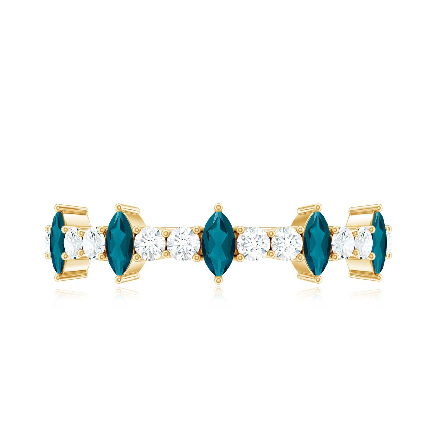 Marquise London Blue Topaz Semi Eternity Band with Diamond