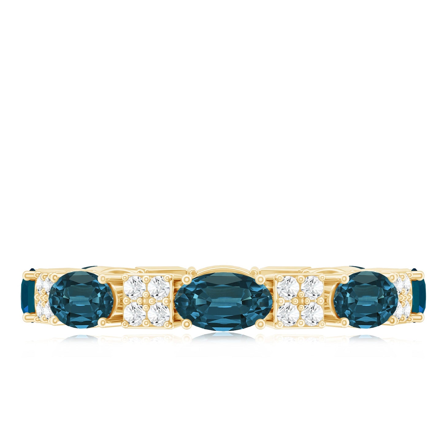 Oval London Blue Topaz Full Eternity Band Ring with Diamond