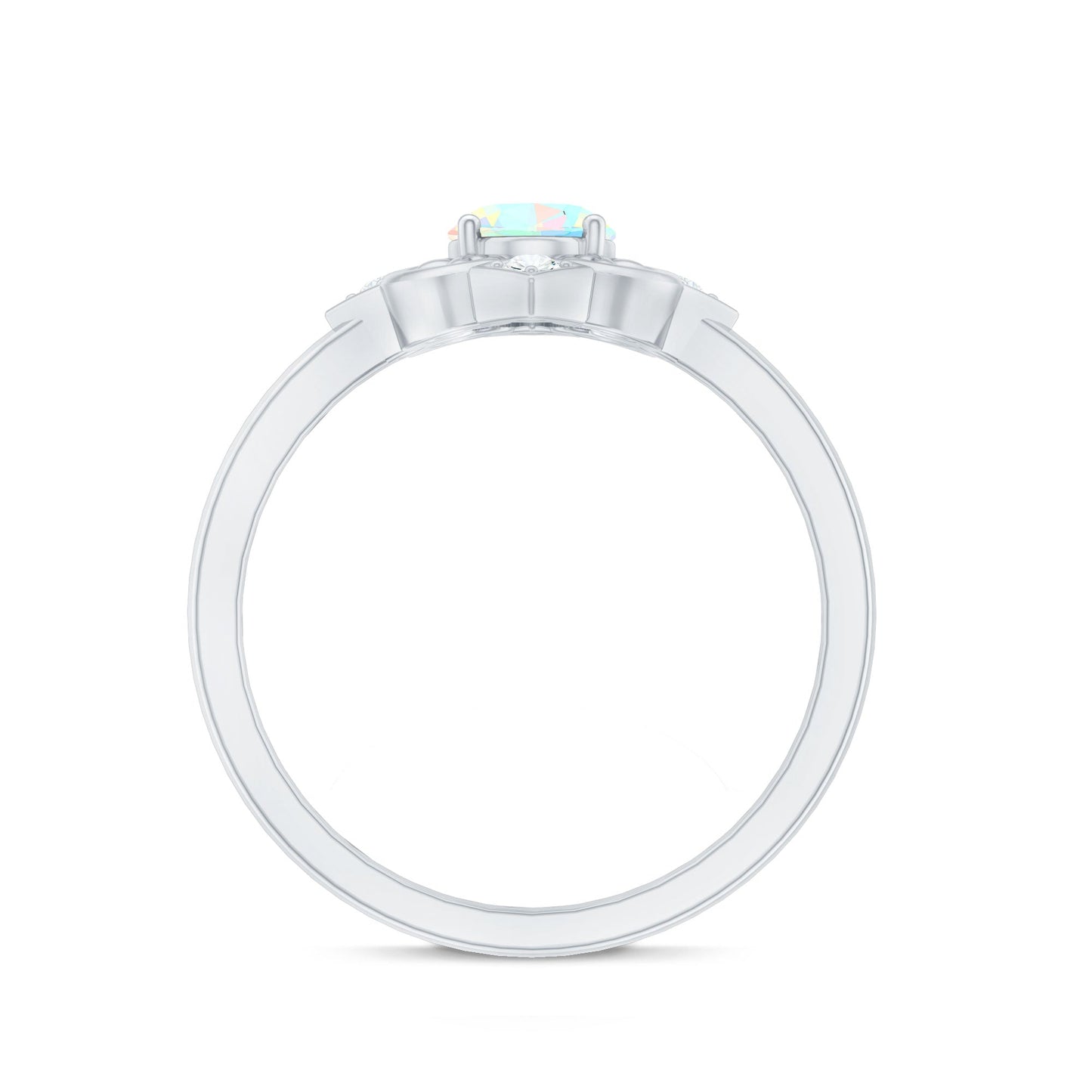Oval Cut Certified Ethiopian Opal Vintage Inspired Engagement Ring with Diamond