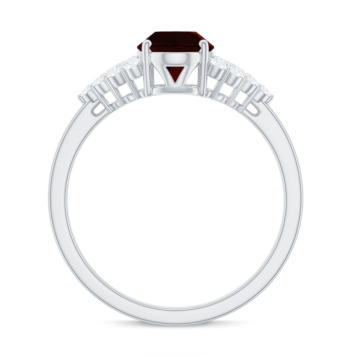 Certified 1.5 Carat Oval Garnet Engagement Ring with Diamond Side Stones
