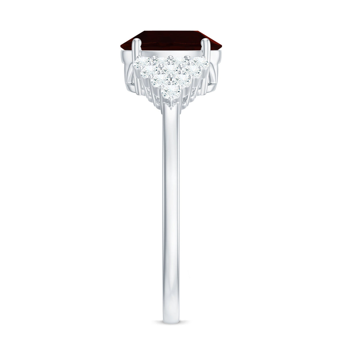 Certified 1.5 Carat Oval Garnet Engagement Ring with Diamond Side Stones