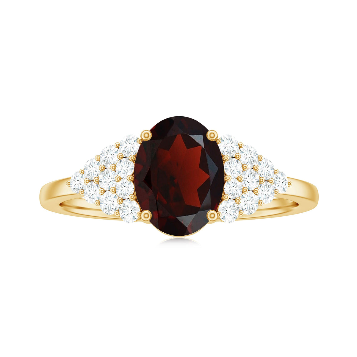 Certified 1.5 Carat Oval Garnet Engagement Ring with Diamond Side Stones