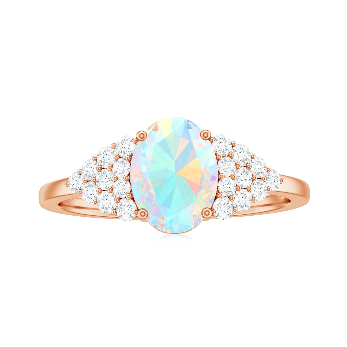 Certified 1.2 Carat Ethiopian Opal Oval Engagement Ring with Diamond