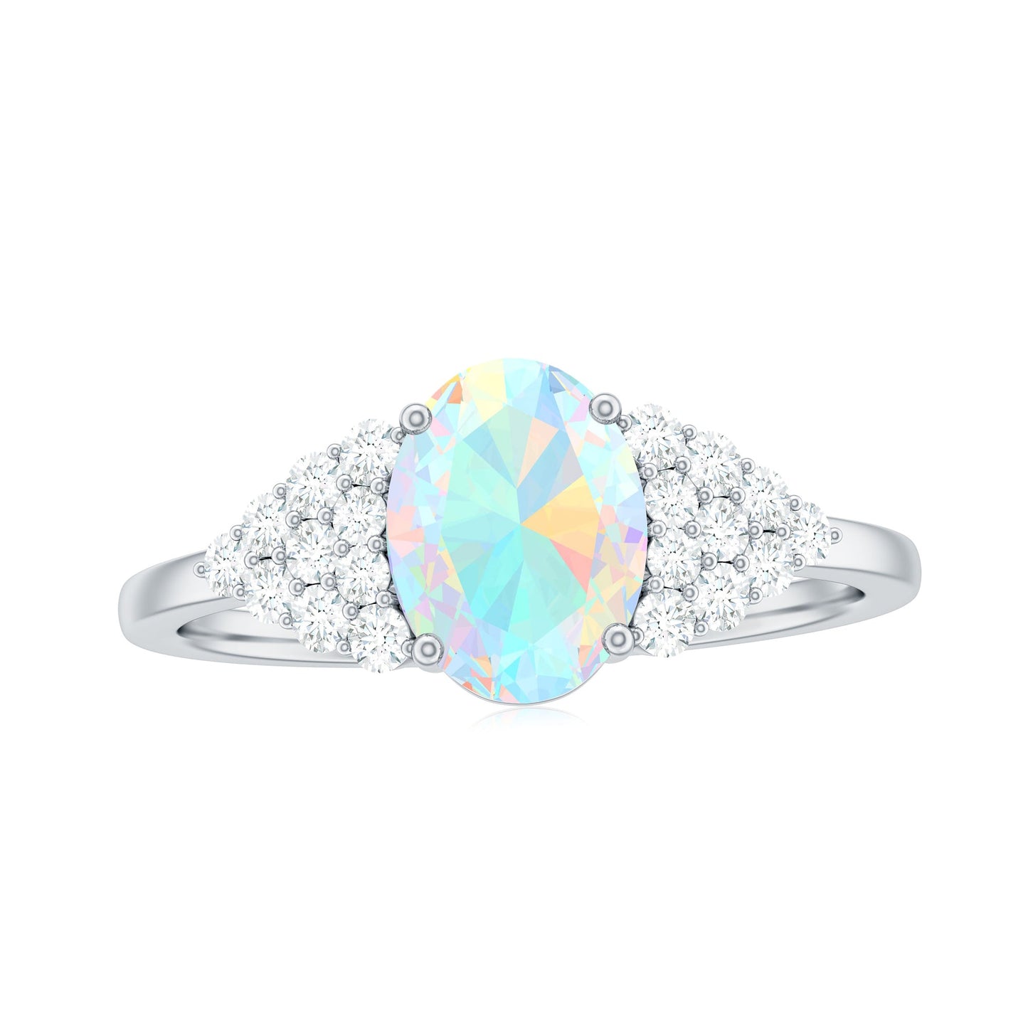 Certified 1.2 Carat Ethiopian Opal Oval Engagement Ring with Diamond