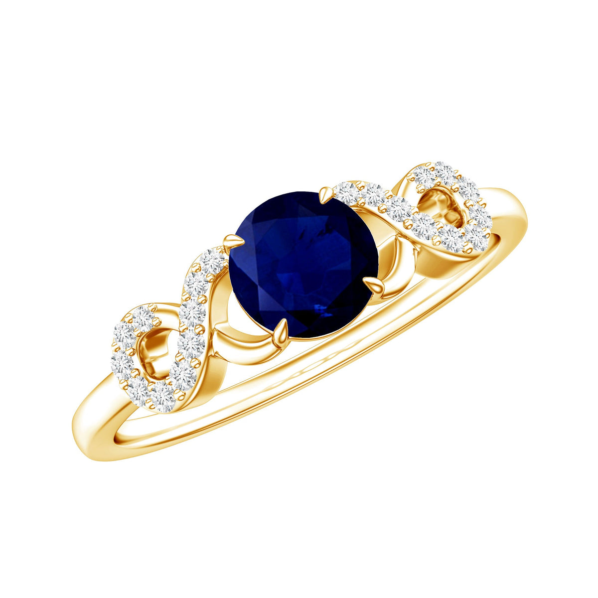 Real 0.9 Carat Blue Sapphire Infinity Promise Ring with Diamond