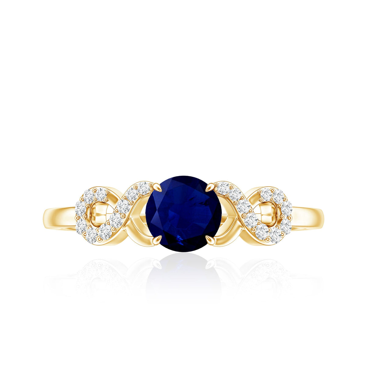 Real 0.9 Carat Blue Sapphire Infinity Promise Ring with Diamond