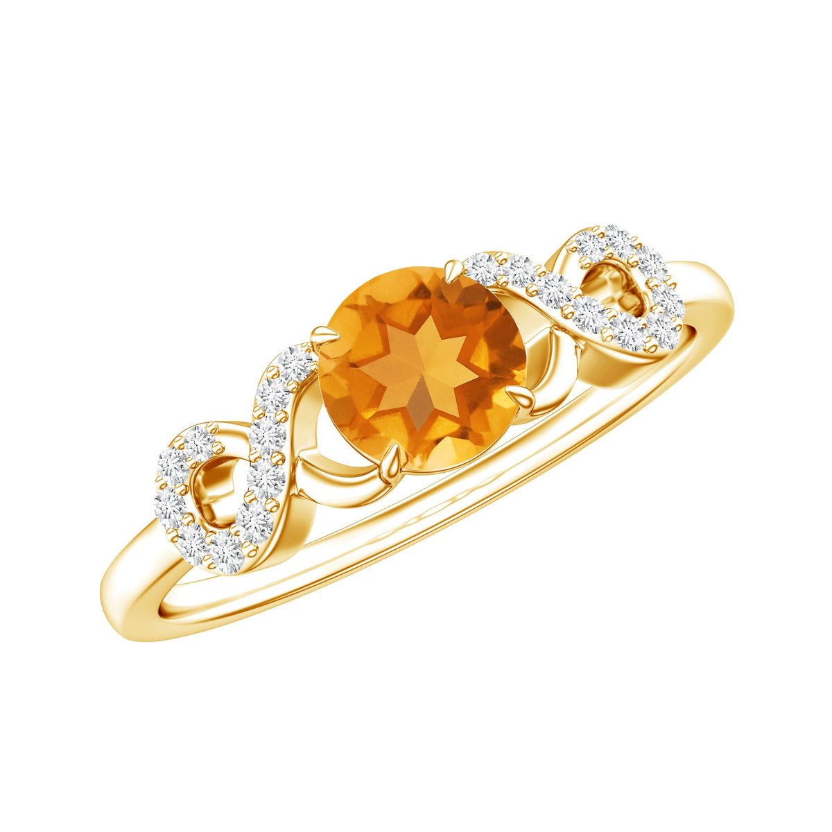 Certified Natural Citrine Infinity Promise Ring with Diamonds