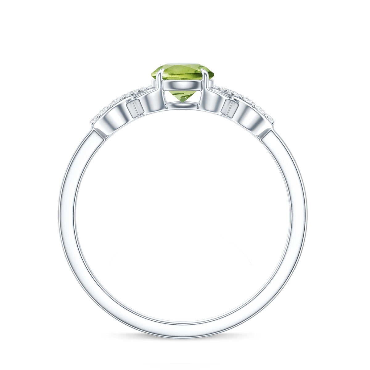 Half Carat Peridot Promise Ring with Diamond Infinity Knot
