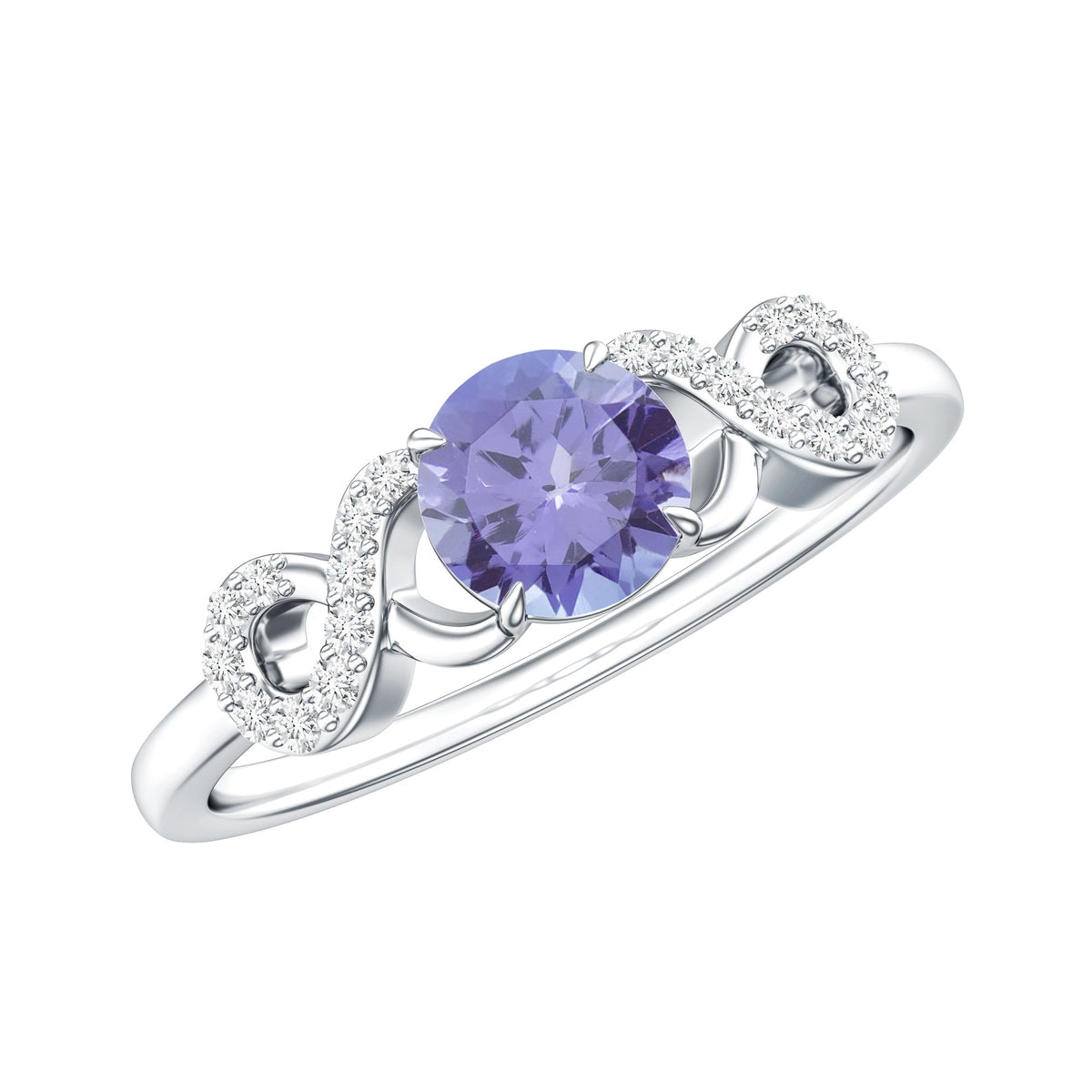 Natural Tanzanite Promise Ring with Diamond Infinity Knot