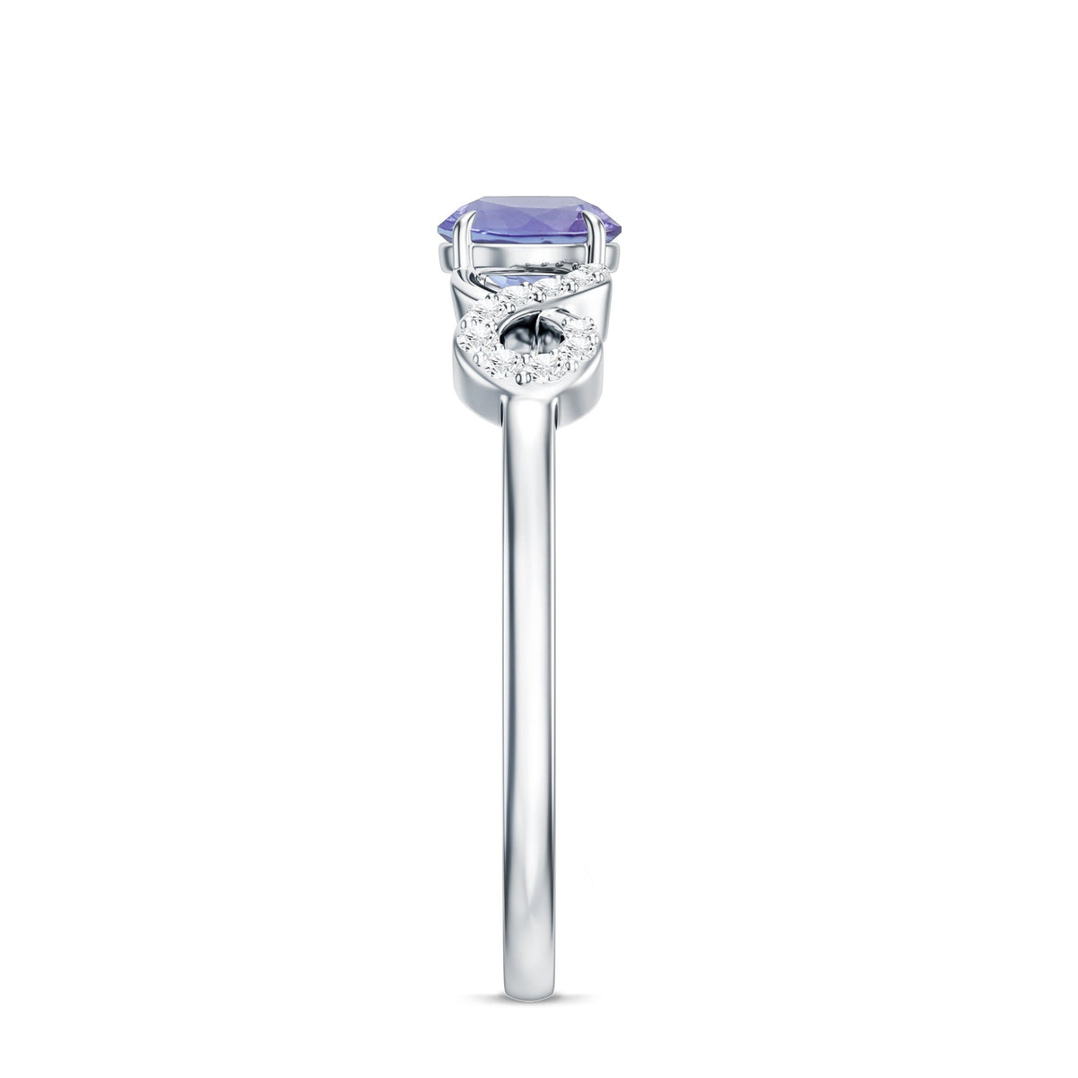 Natural Tanzanite Promise Ring with Diamond Infinity Knot