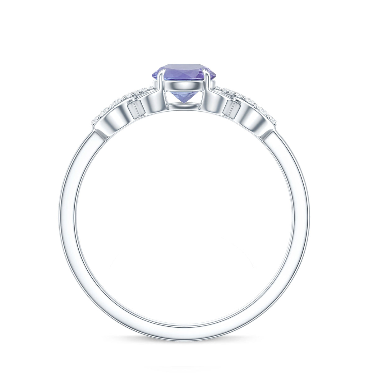 Natural Tanzanite Promise Ring with Diamond Infinity Knot