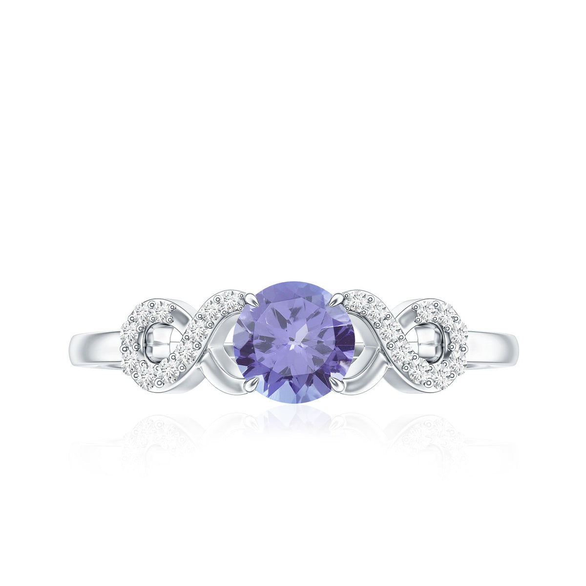 Natural Tanzanite Promise Ring with Diamond Infinity Knot