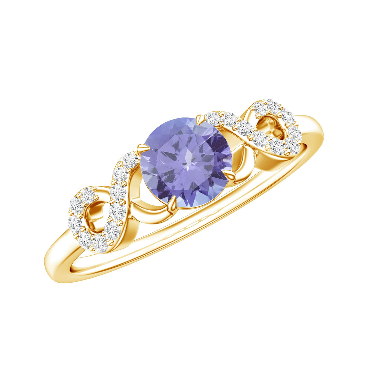 Natural Tanzanite Promise Ring with Diamond Infinity Knot