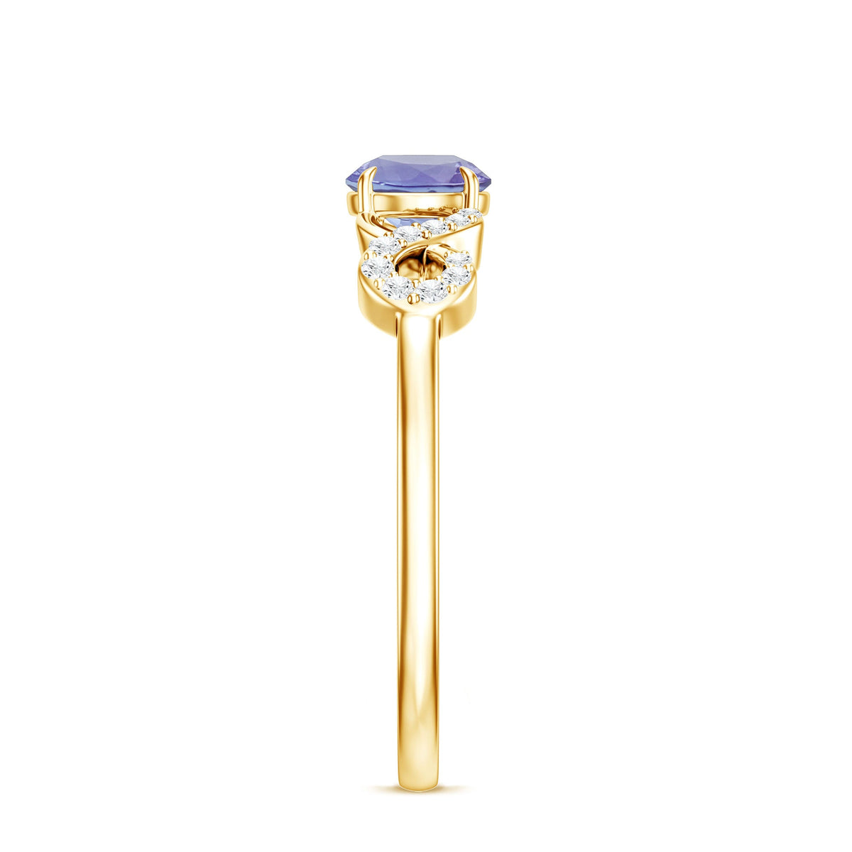 Natural Tanzanite Promise Ring with Diamond Infinity Knot