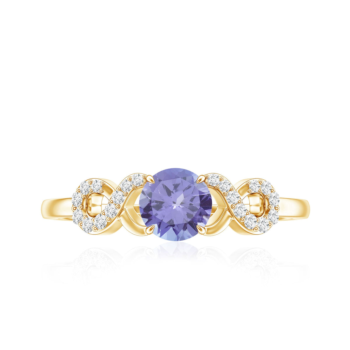 Natural Tanzanite Promise Ring with Diamond Infinity Knot