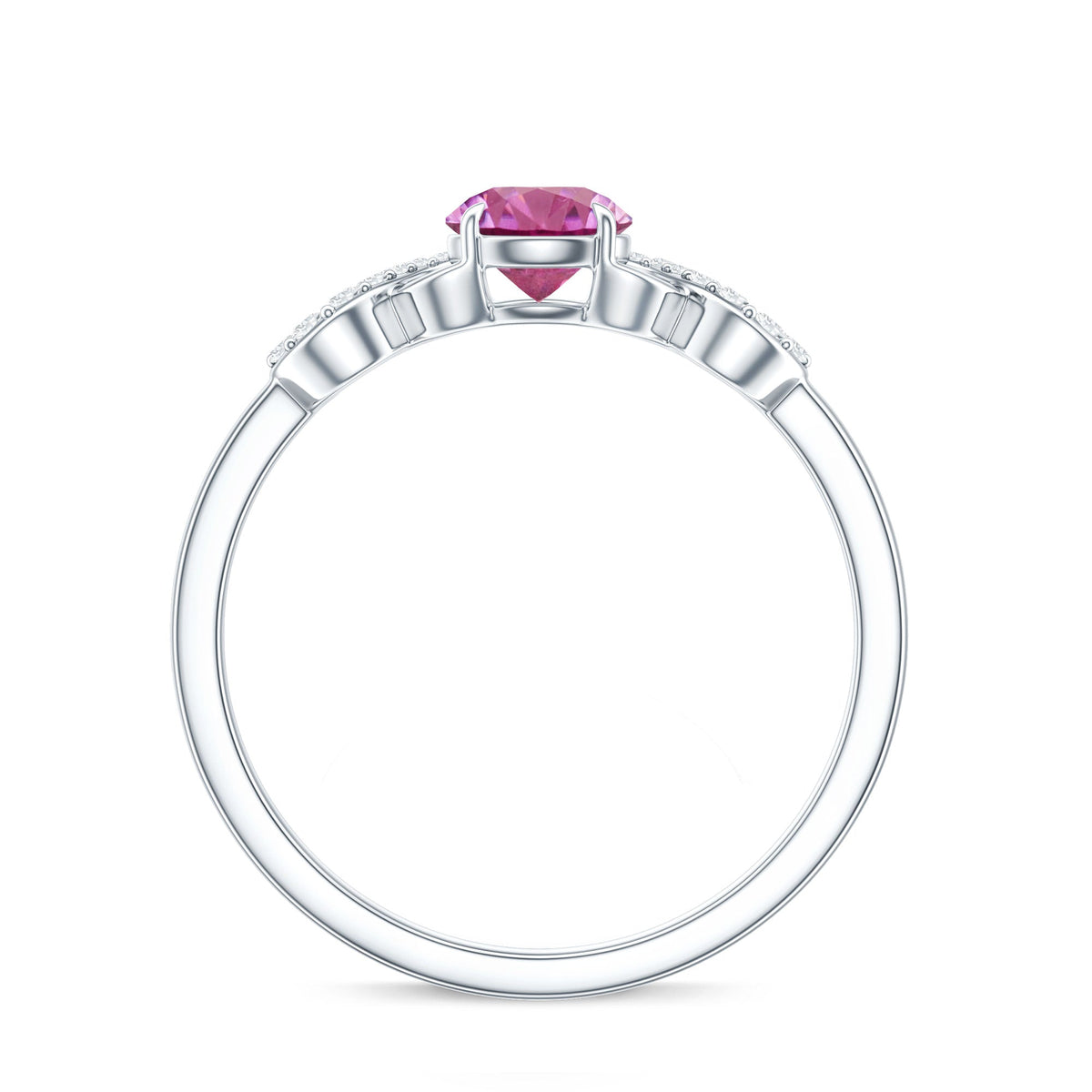 Solitaire Pink Tourmaline Infinity Promise Ring with Diamond