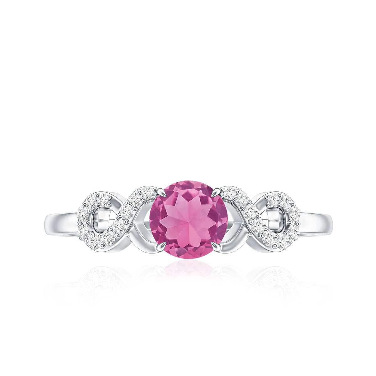 Solitaire Pink Tourmaline Infinity Promise Ring with Diamond