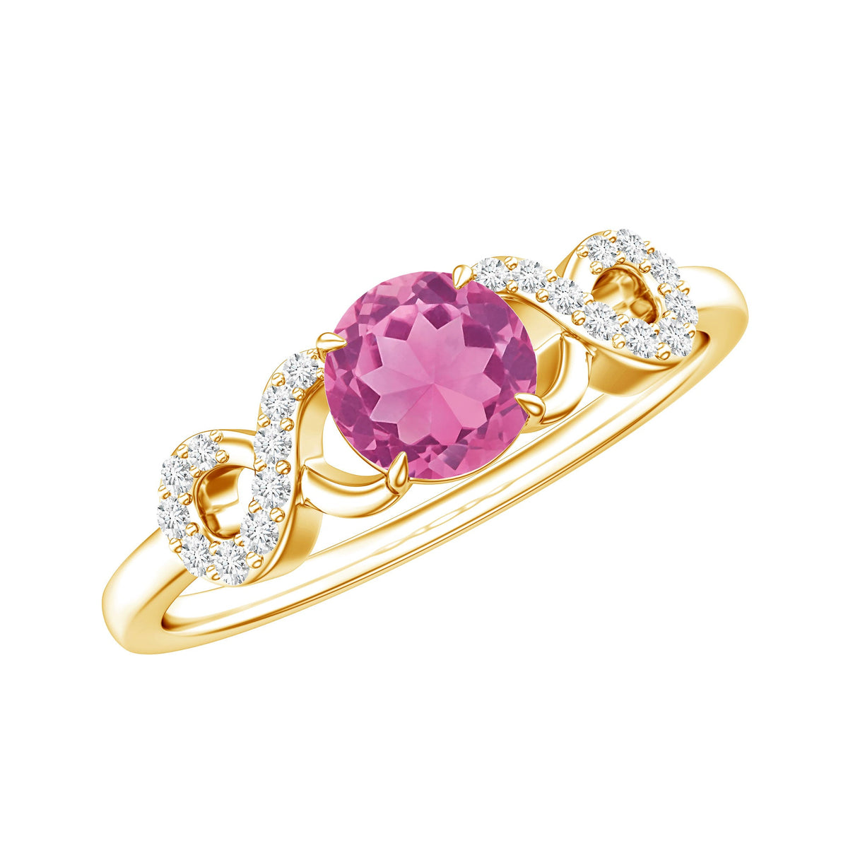 Solitaire Pink Tourmaline Infinity Promise Ring with Diamond
