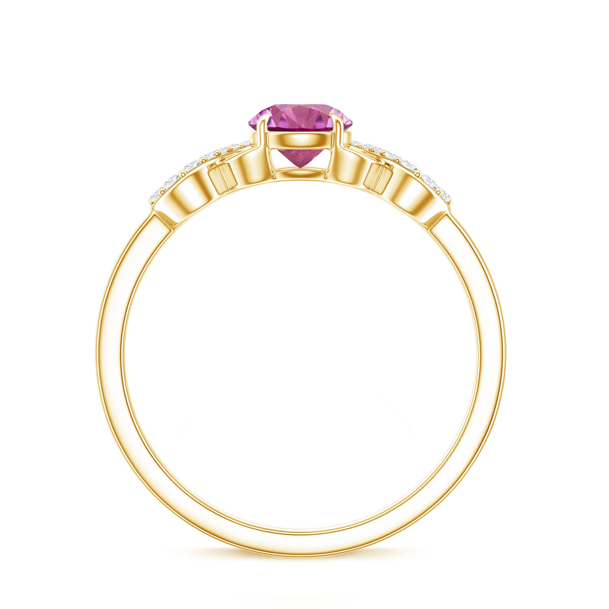 Solitaire Pink Tourmaline Infinity Promise Ring with Diamond