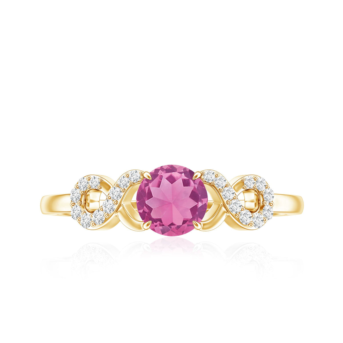 Solitaire Pink Tourmaline Infinity Promise Ring with Diamond