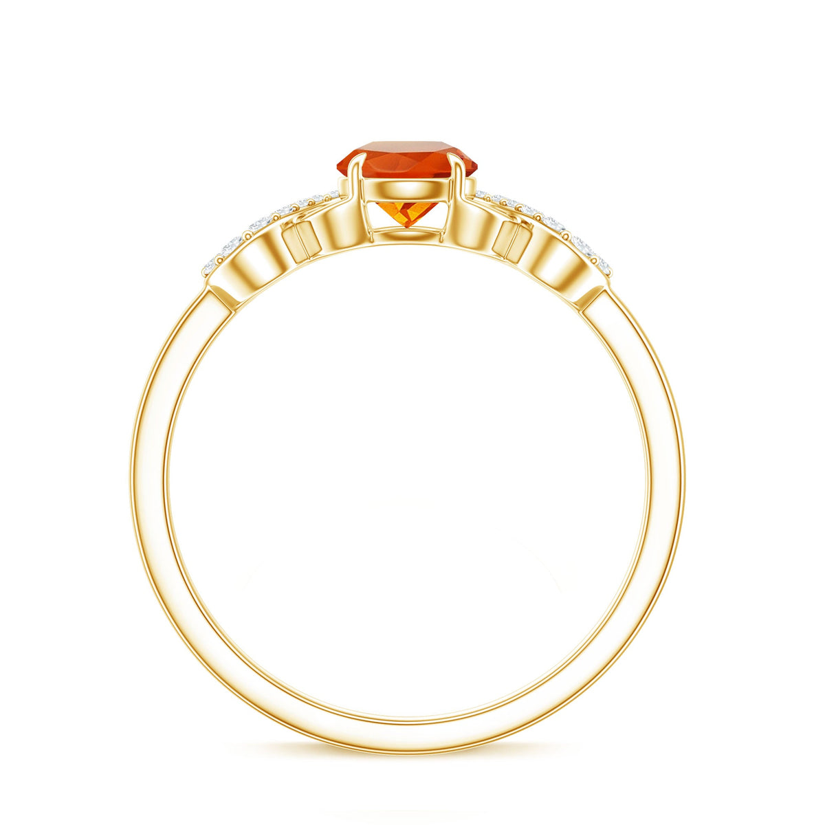 Round Shape Solitaire Fire Opal Infinity Engagement Ring with Diamond