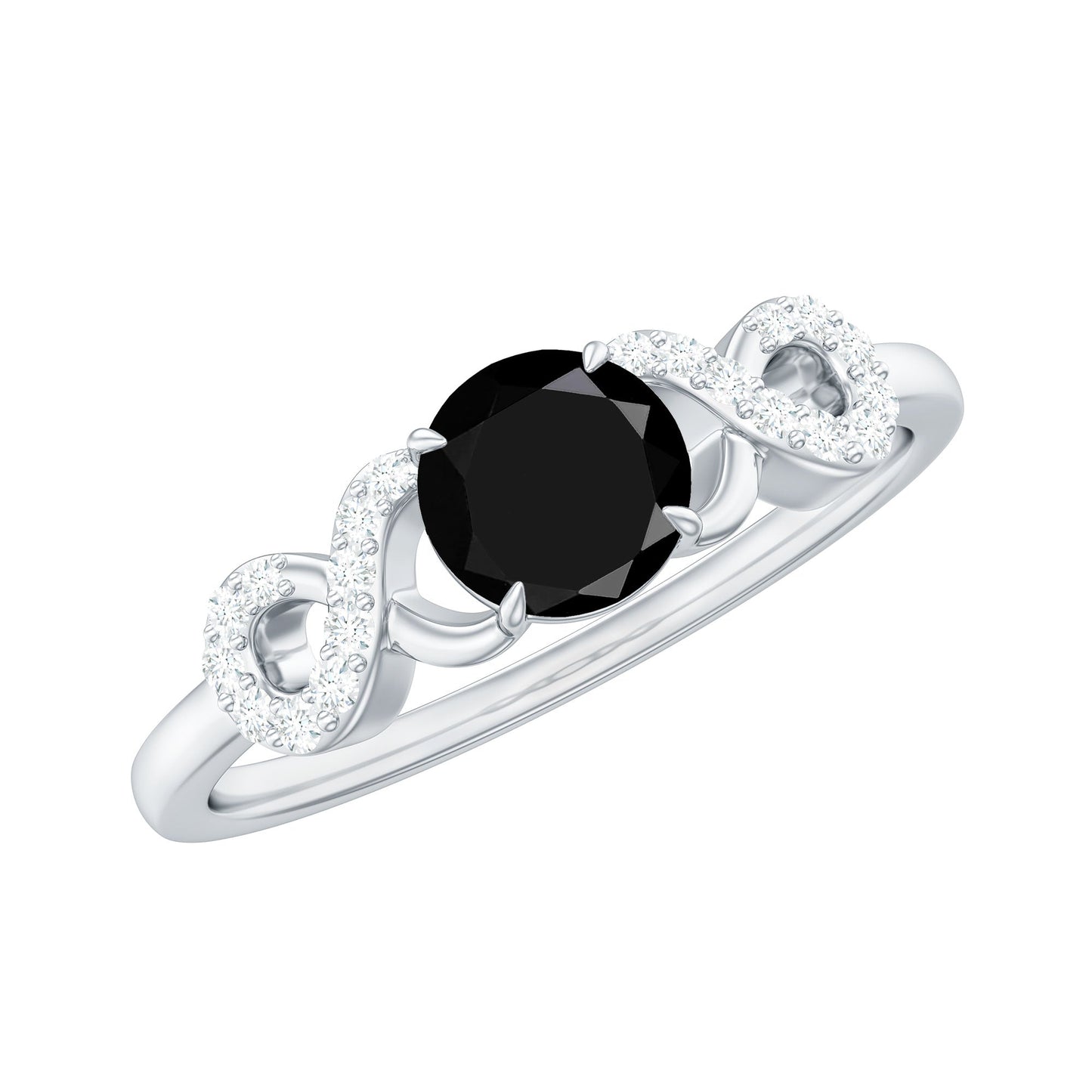 0.45 Carat Black Onyx and Diamond Criss Cross Engagement Ring