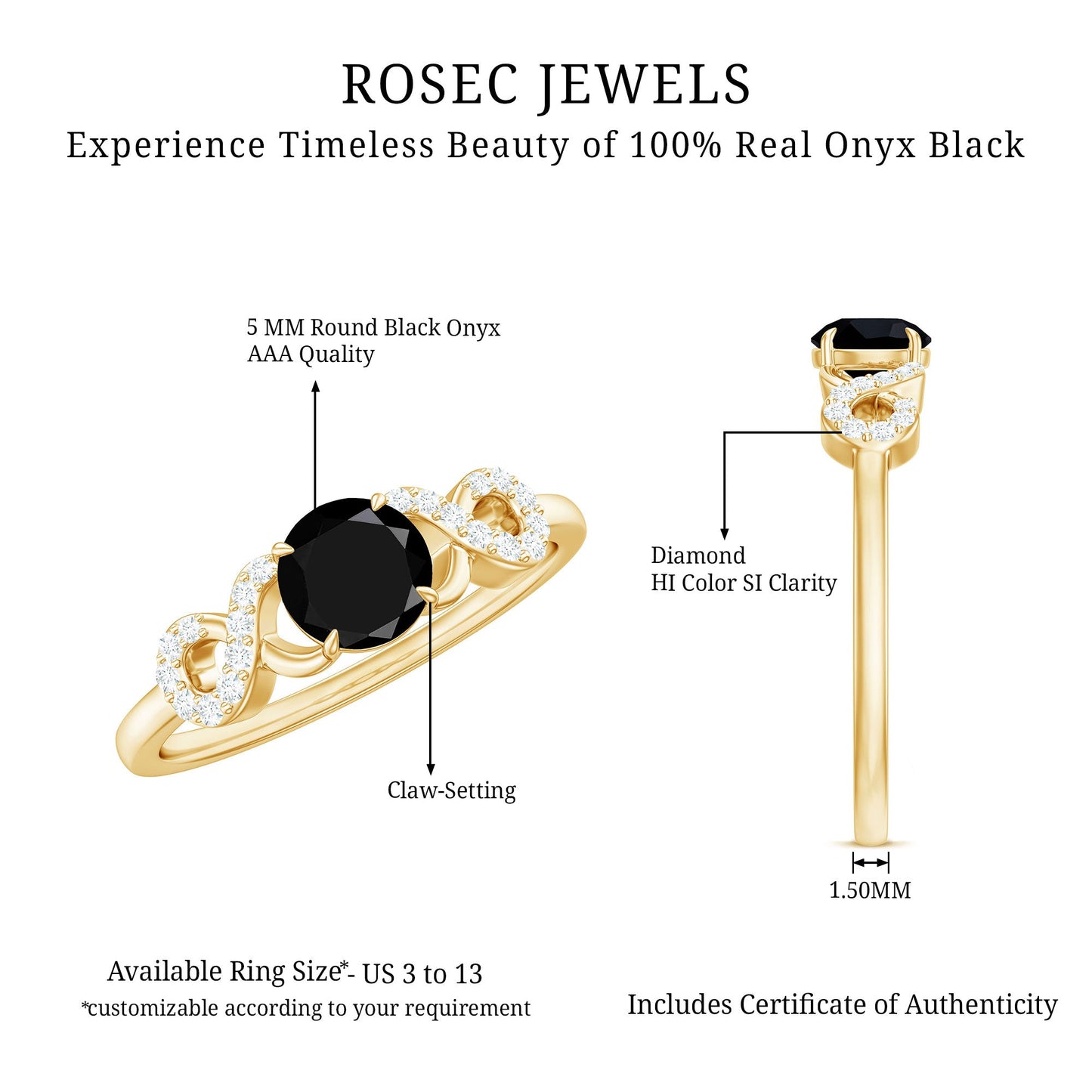 0.45 Carat Black Onyx and Diamond Criss Cross Engagement Ring