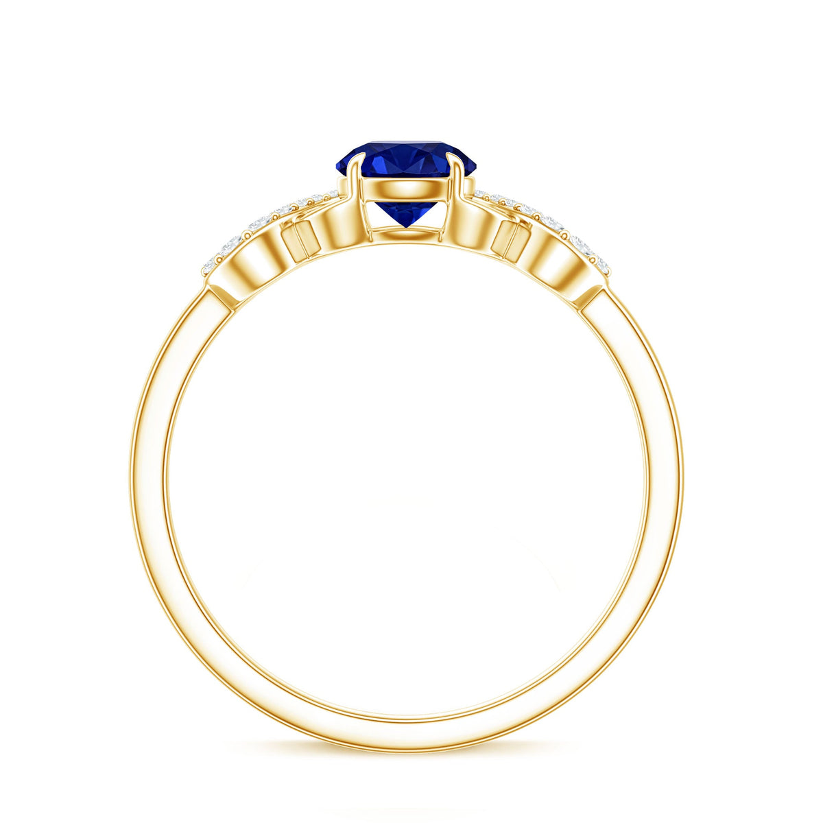 Certified 0.6 Carat Lab Grown Blue Sapphire Engagement Ring with Diamond Infinity Knot