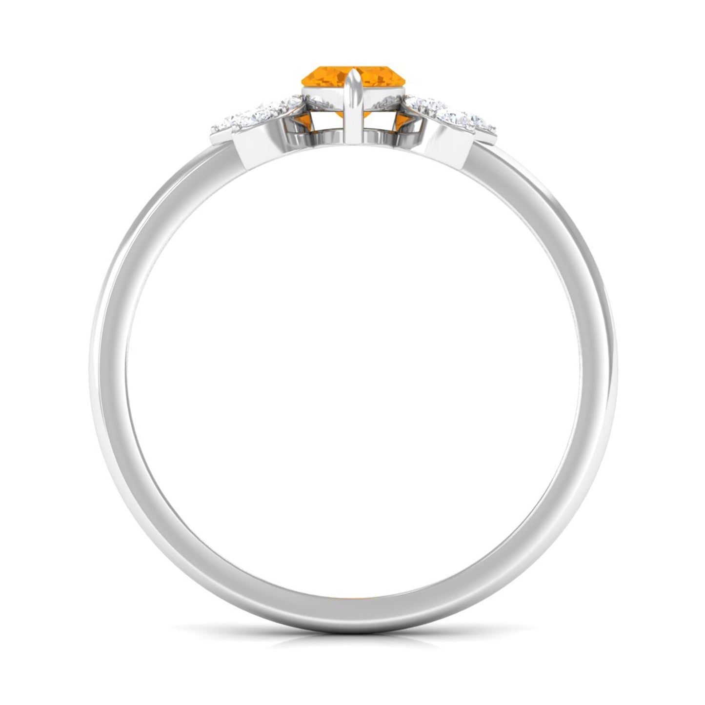 0.3 Carat Marquise Fire Opal and Diamond Engagement Ring