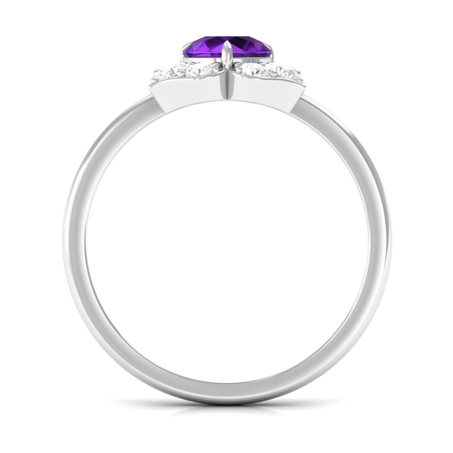 Real Amethyst Flower Engagement Ring with Diamond
