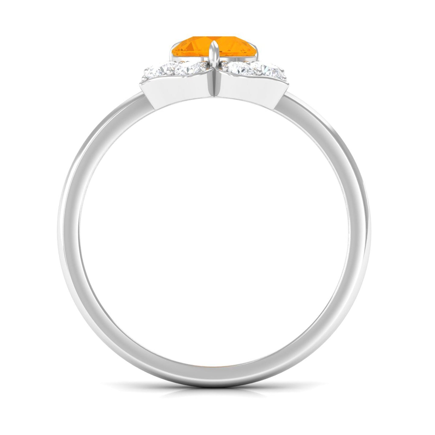 Round Fire Opal Flower Engagement Ring with Diamond