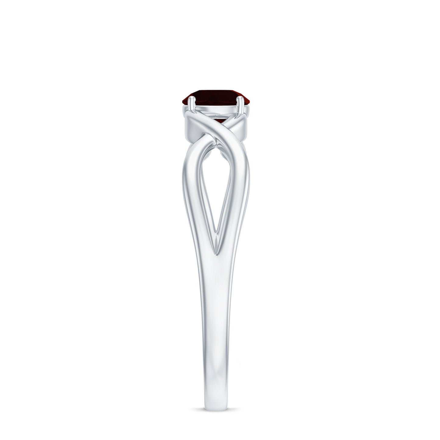Genuine 2.3 Carat Garnet Solitaire Engagement Ring with Crossover Shank
