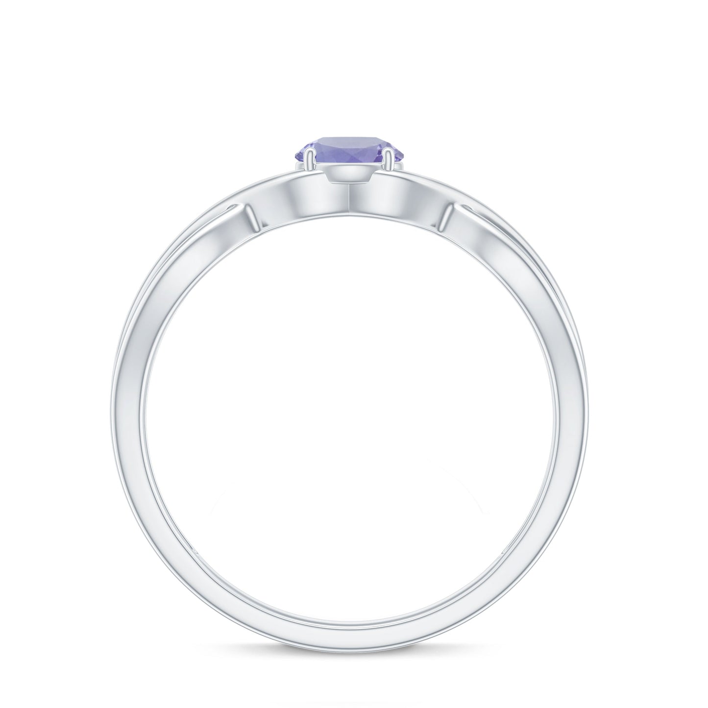 Genuine Tanzanite Promise Ring with Crossover Shank