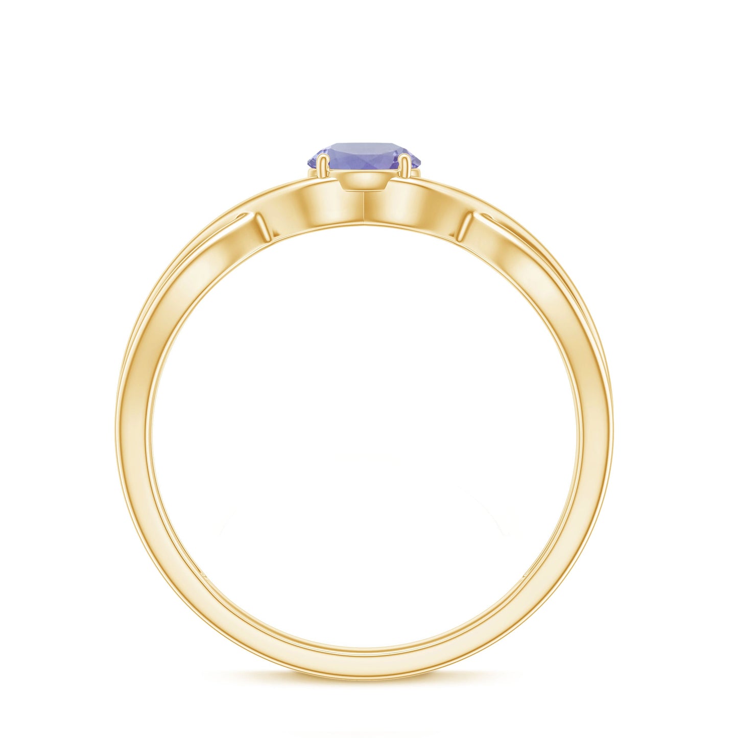 Genuine Tanzanite Promise Ring with Crossover Shank