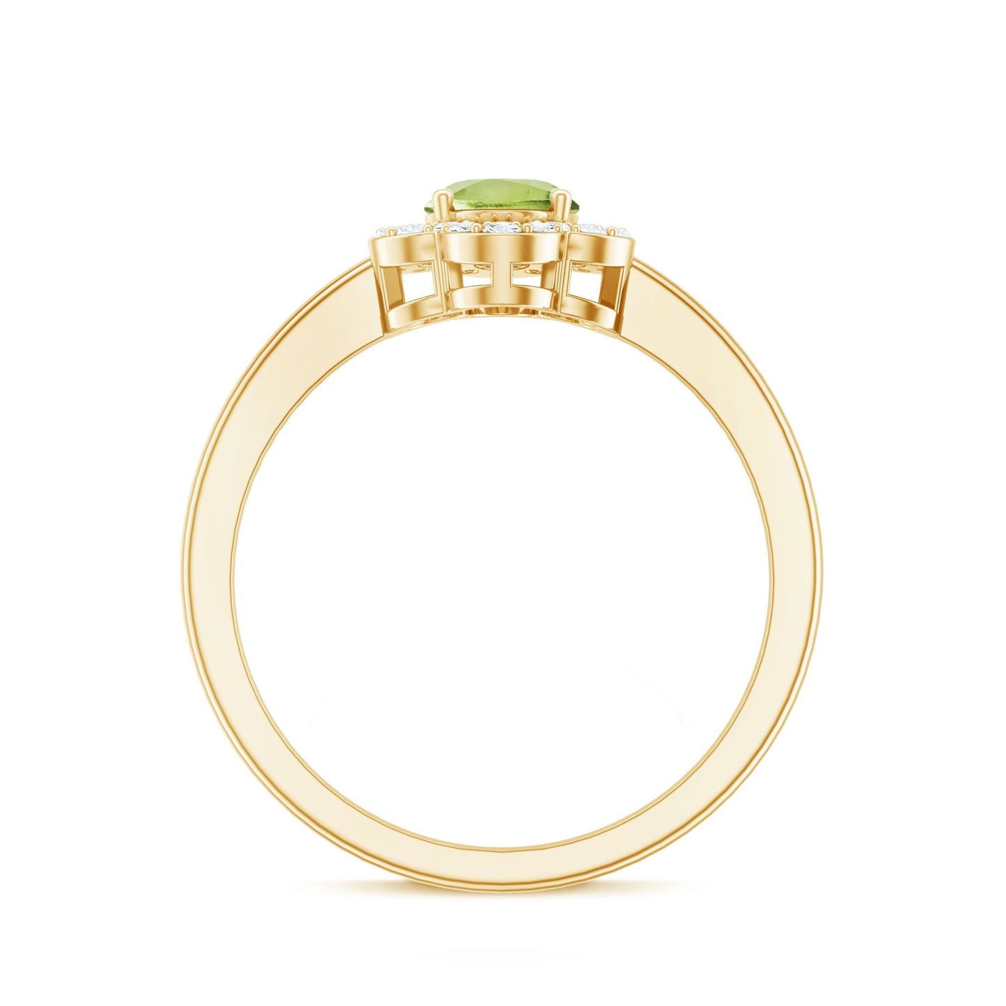 Natural 1 Carat Peridot Flower Engagement Ring with Diamond
