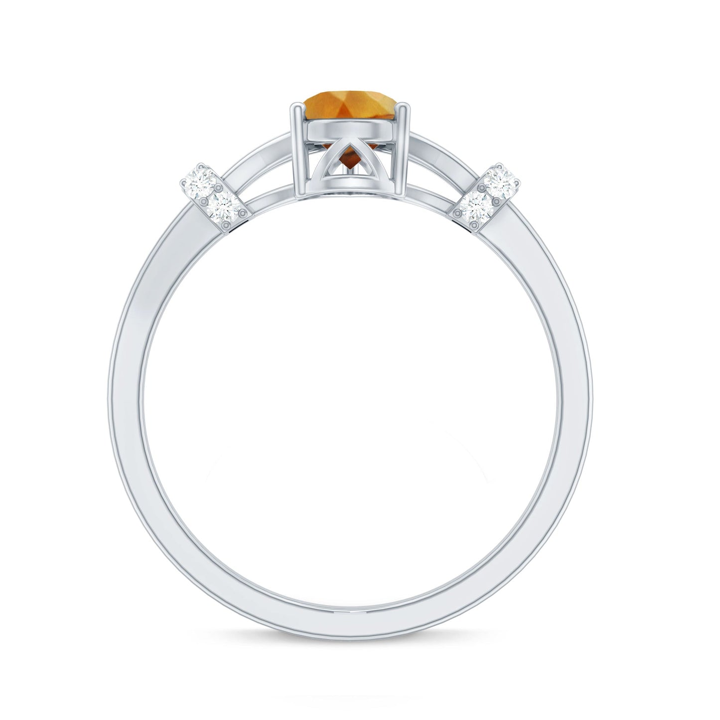 Certified Real Citrine Pear Shaped Engagement Ring with Diamond
