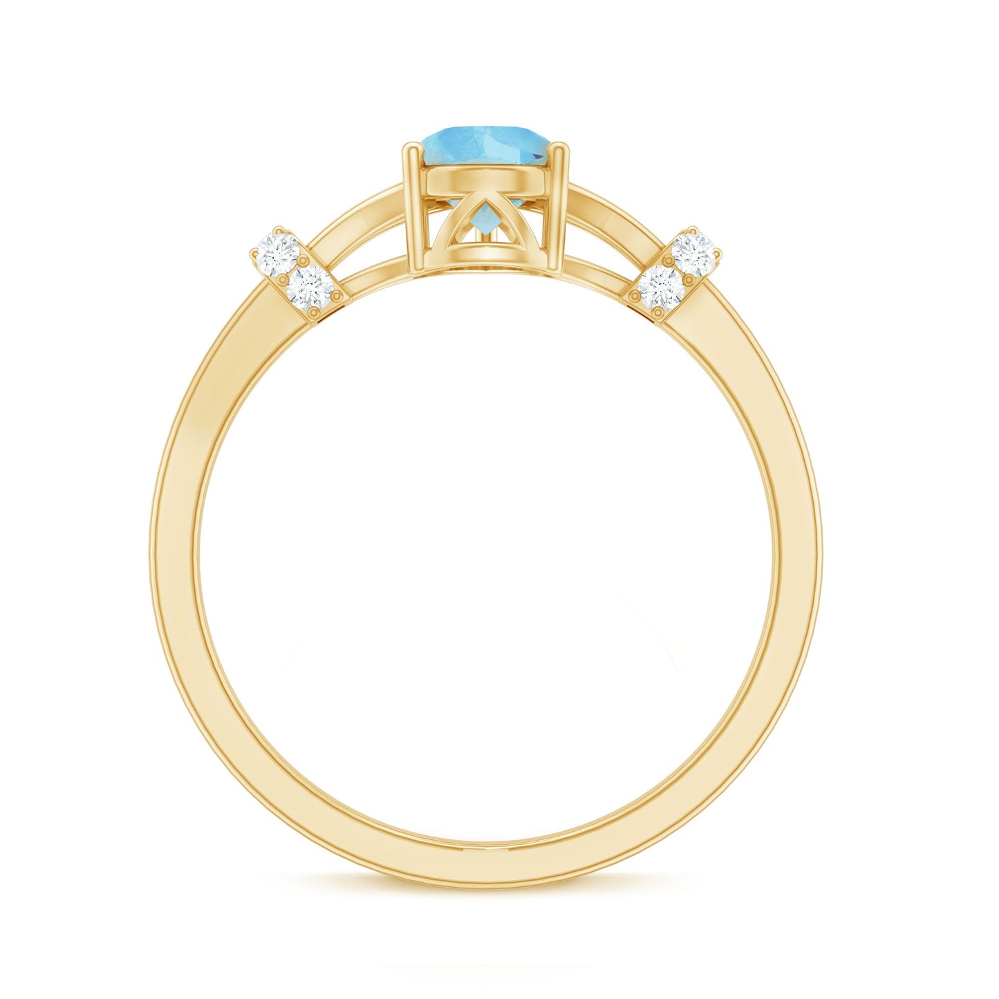 1 Carat Pear Shape Aquamarine and Diamond Solitaire Ring in Split Shank