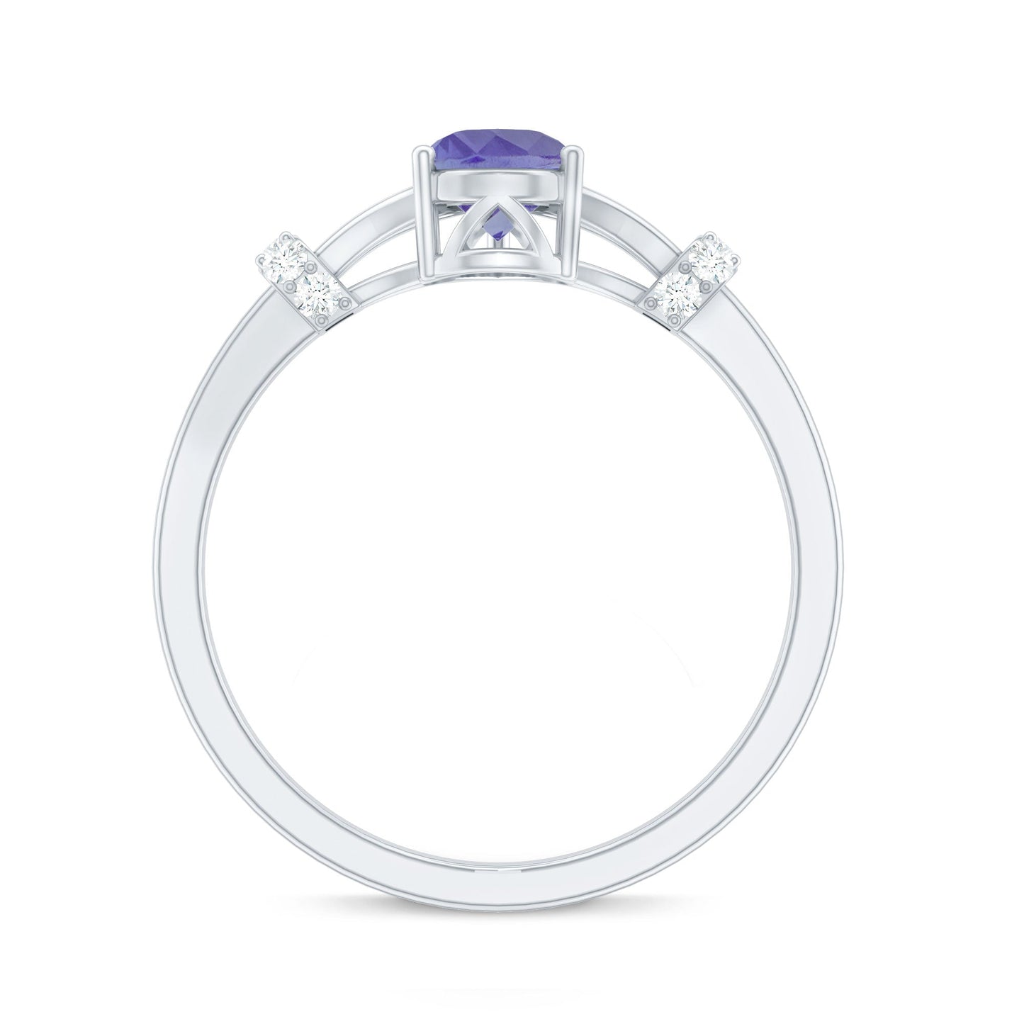 Natural Pear Shape Tanzanite Diamond Engagement Ring with Split Shank