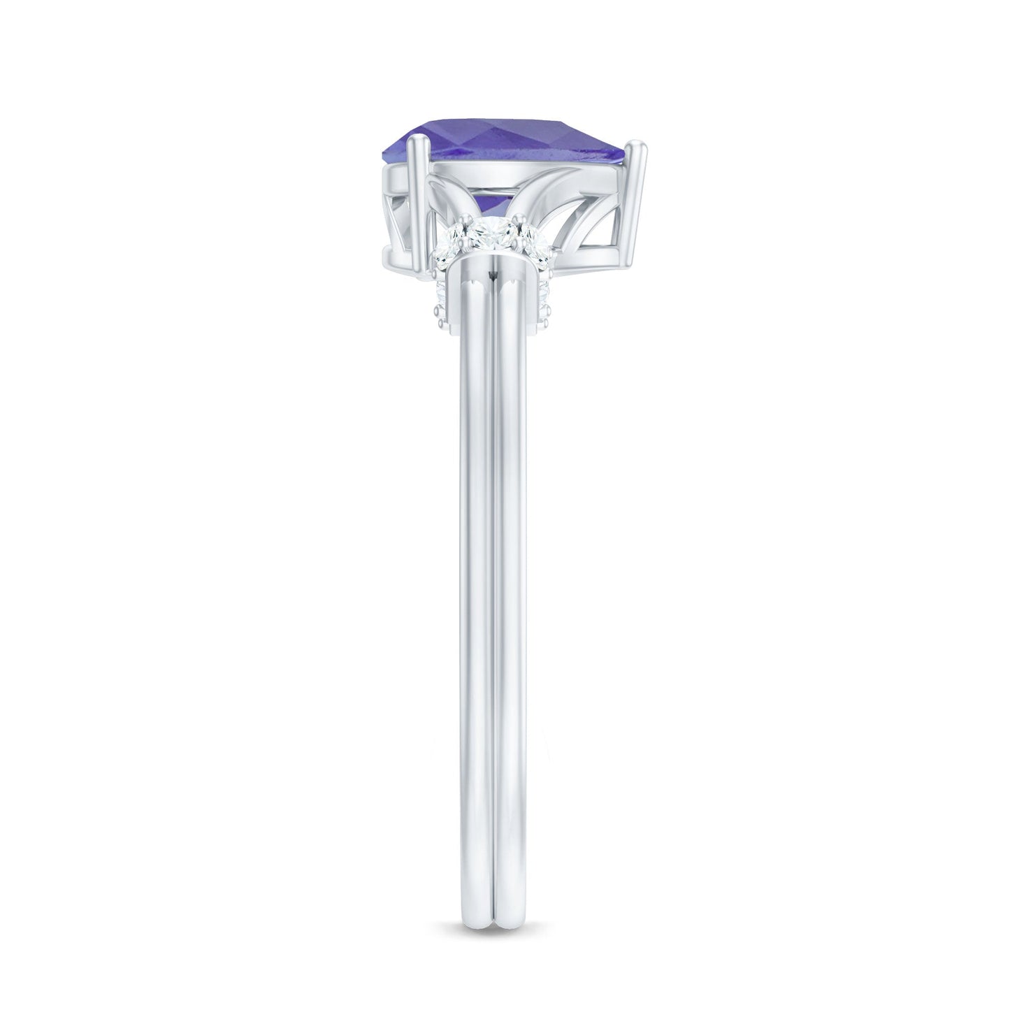 Natural Pear Shape Tanzanite Diamond Engagement Ring with Split Shank