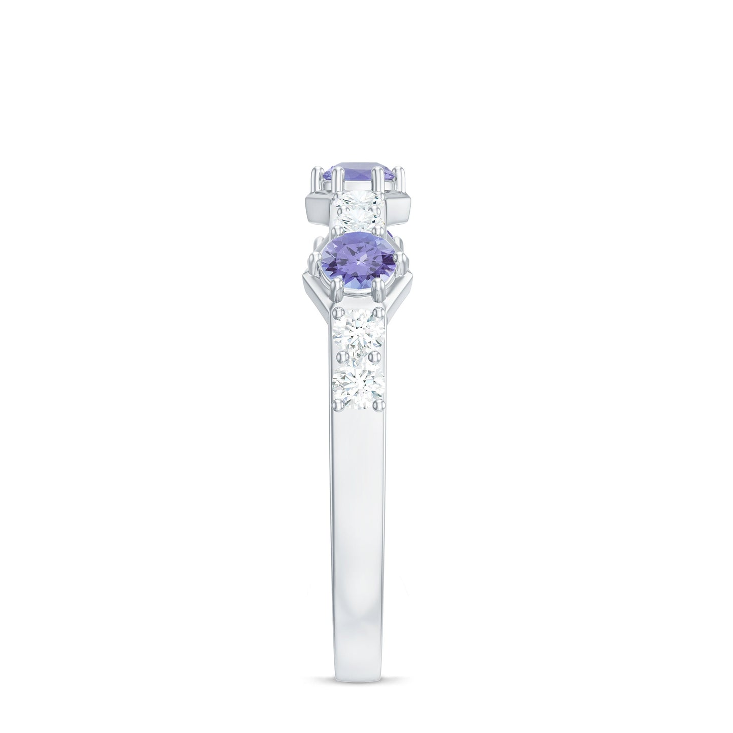 Natural Tanzanite and Diamond Half Eternity Ring for Women