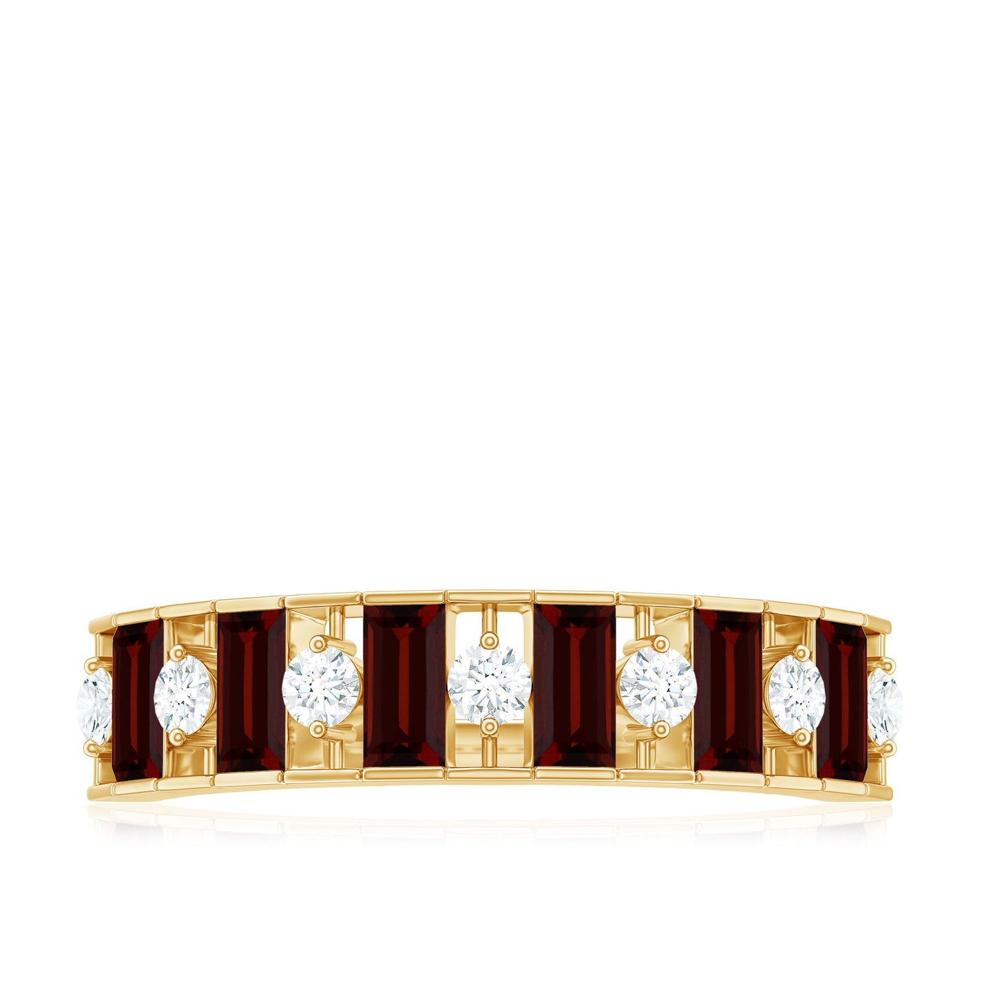 Classic Garnet Baguette Eternity Wedding Band with Diamond